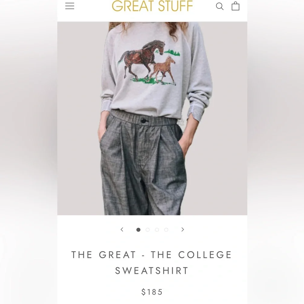 THE GREAT. Gray Sweater with Horse Design - Picture 2 of 6